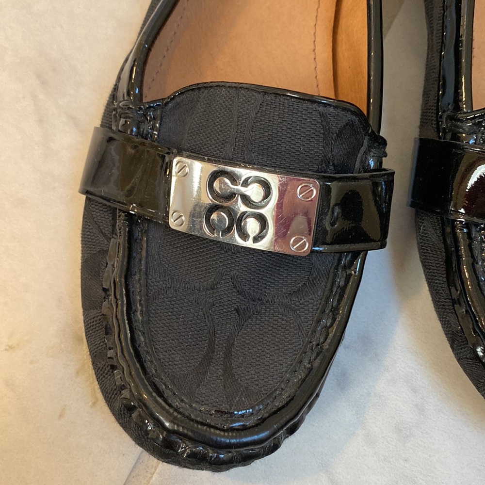 Black patent/fabric Coach loafers - Sz 6.5 - Picture 2 of 7